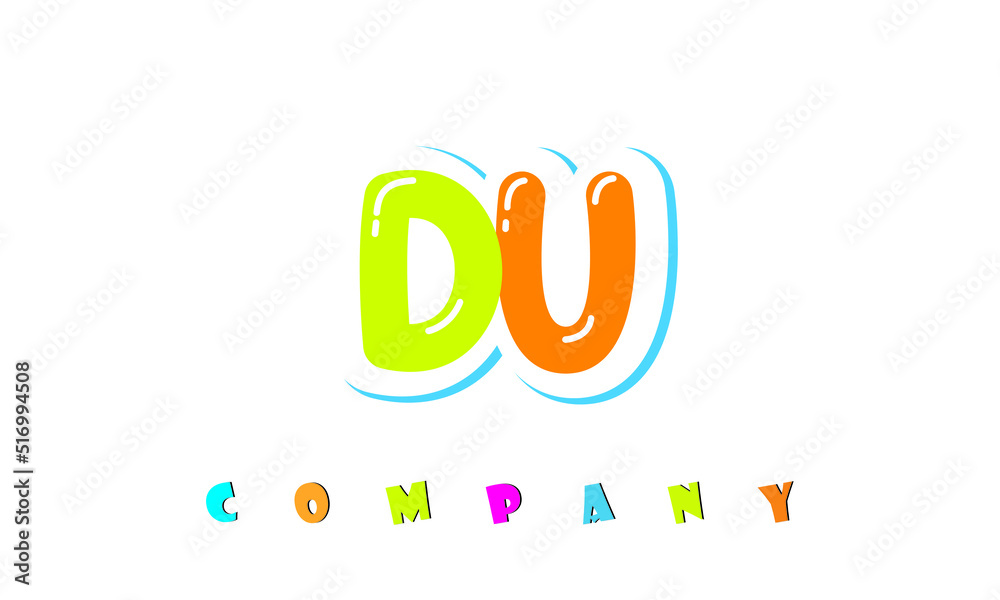 letters DU creative logo for Kids toy store, school, company, agency. stylish colorful alphabet logo vector template