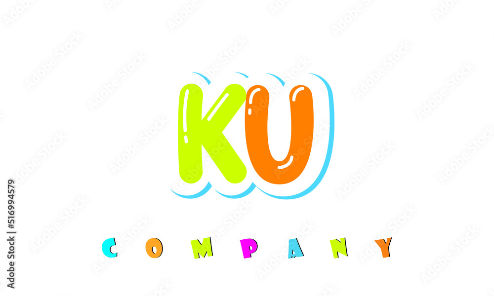 letters KU creative logo for Kids toy store, school, company, agency. stylish colorful alphabet logo vector template letters KU creative logo for Kids toy store, school, company, agency. stylish colorful alphabet logo vector template