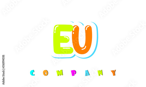 letters EU creative logo for Kids toy store, school, company, agency. stylish colorful alphabet logo vector template