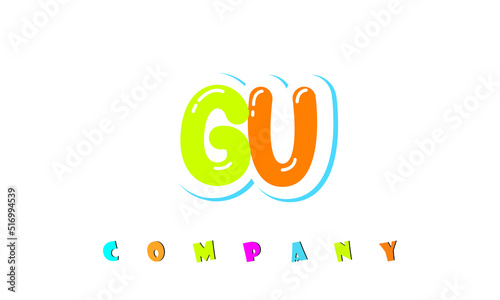 letters GU creative logo for Kids toy store, school, company, agency. stylish colorful alphabet logo vector template