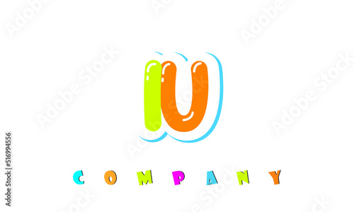 letters IU creative logo for Kids toy store, school, company, agency. stylish colorful alphabet logo vector template