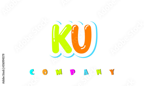 letters KU creative logo for Kids toy store, school, company, agency. stylish colorful alphabet logo vector template