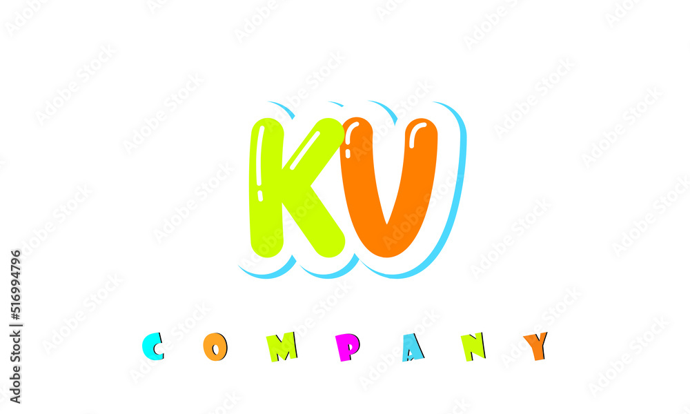 letters KV creative logo for Kids toy store, school, company, agency. stylish colorful alphabet logo vector template
