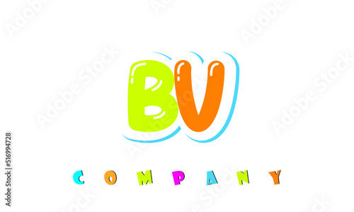 letters BV creative logo for Kids toy store, school, company, agency. stylish colorful alphabet logo vector template