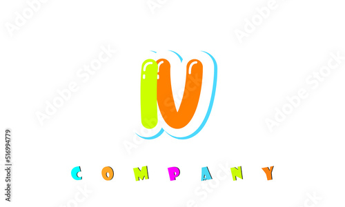 letters IV creative logo for Kids toy store, school, company, agency. stylish colorful alphabet logo vector template