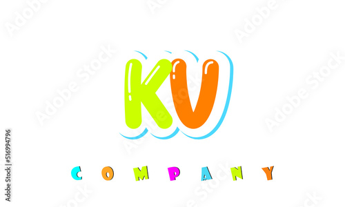 letters KV creative logo for Kids toy store, school, company, agency. stylish colorful alphabet logo vector template