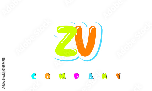 letters ZV creative logo for Kids toy store, school, company, agency. stylish colorful alphabet logo vector template
