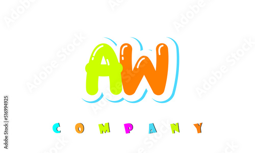 letters AW creative logo for Kids toy store, school, company, agency. stylish colorful alphabet logo vector template