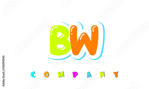 letters BW creative logo for Kids toy store, school, company, agency. stylish colorful alphabet logo vector template