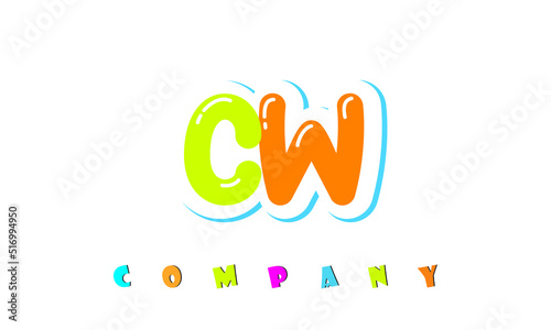 letters CW creative logo for Kids toy store, school, company, agency. stylish colorful alphabet logo vector template
