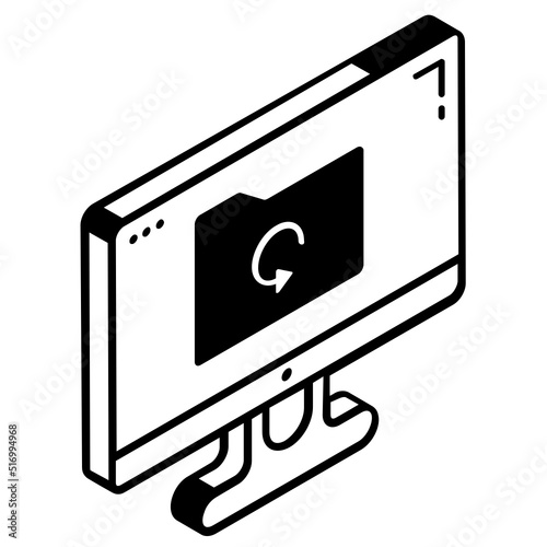 A folder syncing isometric icon design 