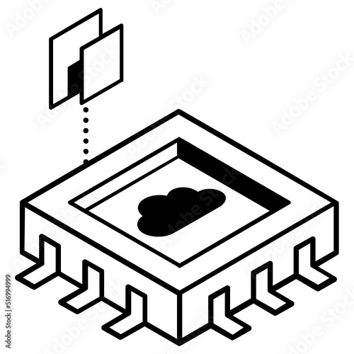 A cloud chip isometric icon download 