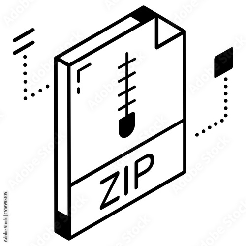 Modern zip file isometric icon download

