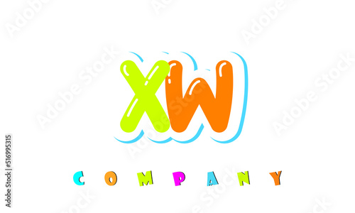 letters XW creative logo for Kids toy store, school, company, agency. stylish colorful alphabet logo vector template