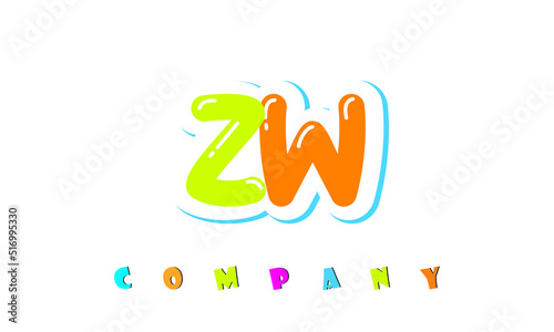 letters ZW creative logo for Kids toy store, school, company, agency. stylish colorful alphabet logo vector template