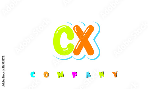 letters CX creative logo for Kids toy store, school, company, agency. stylish colorful alphabet logo vector template