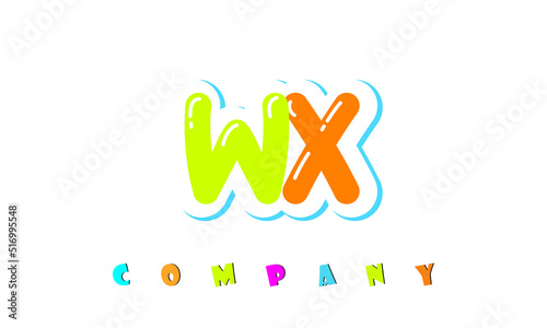 letters WX creative logo for Kids toy store, school, company, agency. stylish colorful alphabet logo vector template