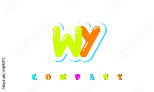 letters WY creative logo for Kids toy store, school, company, agency. stylish colorful alphabet logo vector template