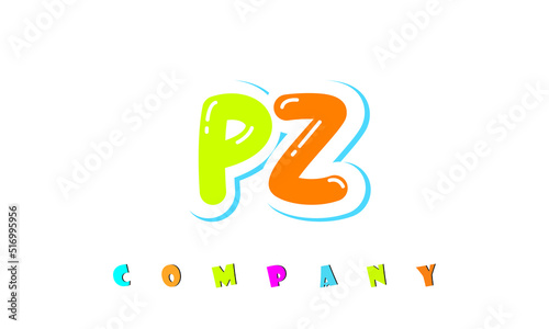 letters PZ creative logo for Kids toy store, school, company, agency. stylish colorful alphabet logo vector template