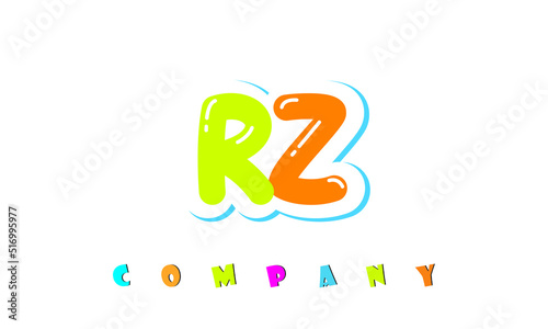 letters RZ creative logo for Kids toy store, school, company, agency. stylish colorful alphabet logo vector template