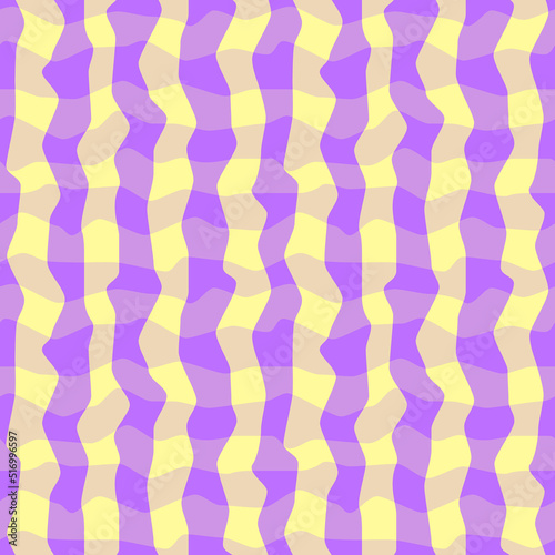 Vector seamless pattern of Y2K in Retro style. Vintage Psychedelic. Groovy curvy. Happy Positive. 70s, 80s, 90s vibes. Hypnotic pattern.