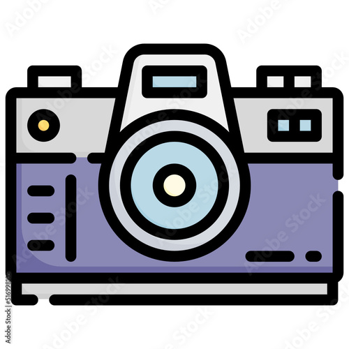 DSLR CAMERA filled outline icon,linear,outline,graphic,illustration