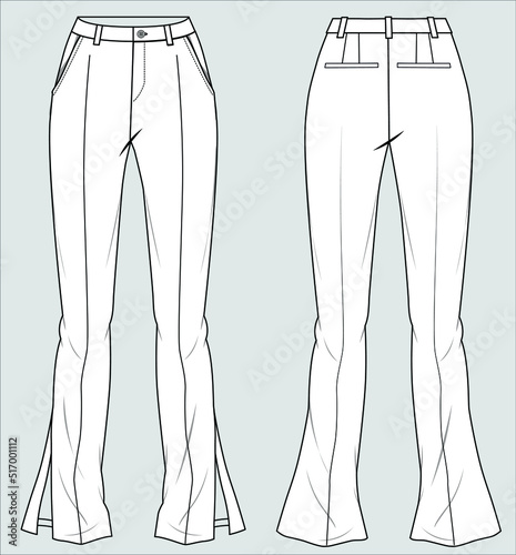 SIDE SLIT FIT AND FLARED WIDE LEG BOTTOM WITH FOR TEEN GIRLS AND WOMEN