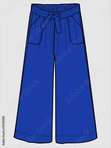 WIDE LEG PATNS WITH BELT DEAIL IN EDITABLE VECTOR FILE photo