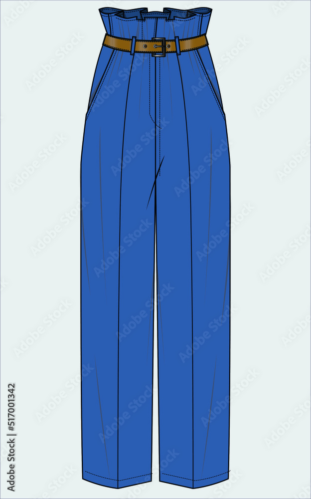 PAPER BAG HIGH WAIST STRAIGHT FIT BOTTOM IN TRENDY BLUE COLOR FOR WOMEN AND TEEN GIRLS IN VECTOR FILE PAPER BAG HIGH WAIST STRAIGHT FIT BOTTOM IN TRENDY BLUE COLOR FOR WOMEN AND TEEN GIRLS IN VECTOR FILE