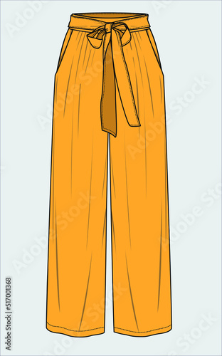 PAPER BAG HIGH WAIST STRAIGHT FIT BOTTOM IN TRENDY BLUE COLOR FOR WOMEN AND TEEN GIRLS IN VECTOR FILE