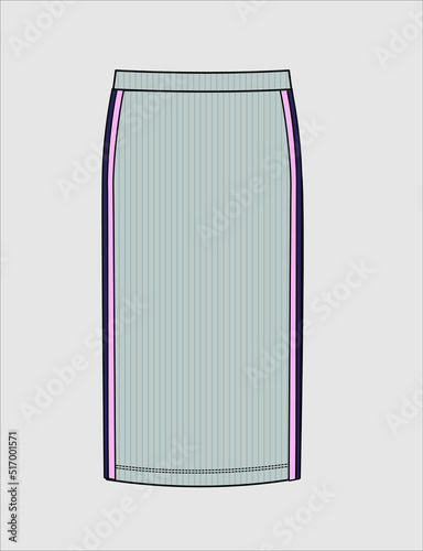 KNIT RIBBER LONG SKIRT WITH TAPE DETAIL FOR WOMEN AND TEEN GIRLS