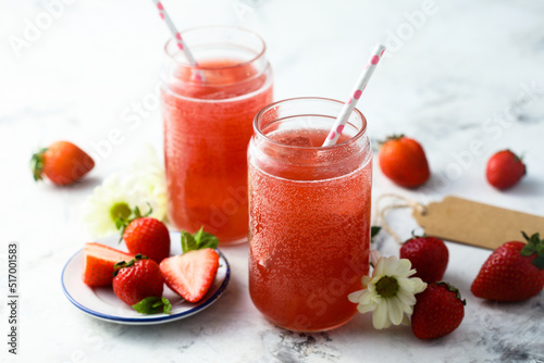 Traditional homemade strawberry lemonade