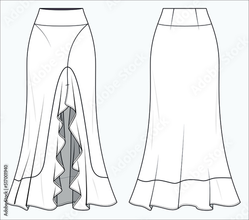 RUFFLE SKIRT FOR WOMEN IN EDITABLE VECTOR FILE 