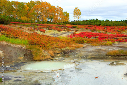 Autumn caldera of Uzon volcano. Kamchatka, Russia photo