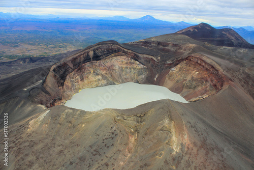 Troitsky crater, Maly Semyachik volcano. Crater lake. Kamchatka, Russia