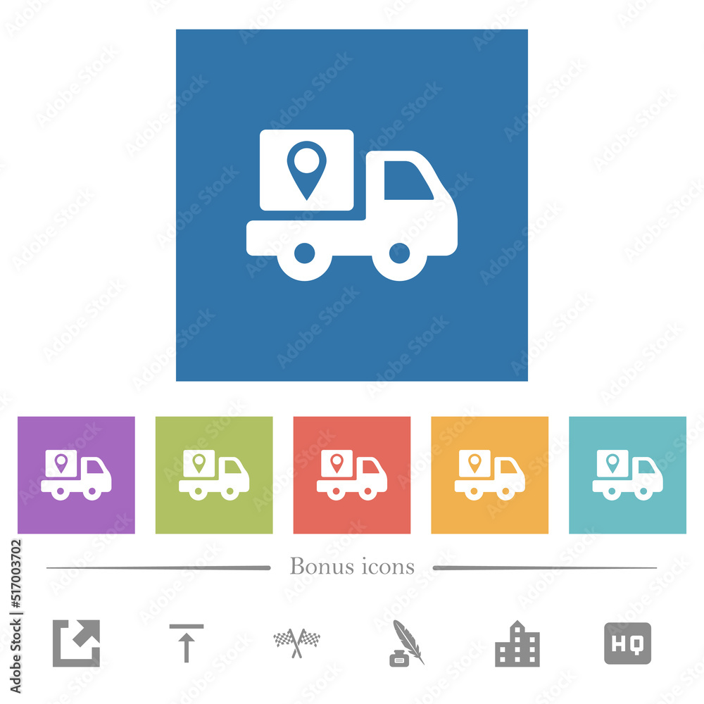 Package delivery tracking solid flat white icons in square backgrounds Package delivery tracking solid flat white icons in square backgrounds