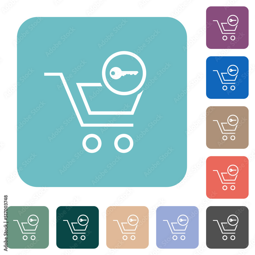 Secure shopping outline rounded square flat icons Secure shopping outline rounded square flat icons