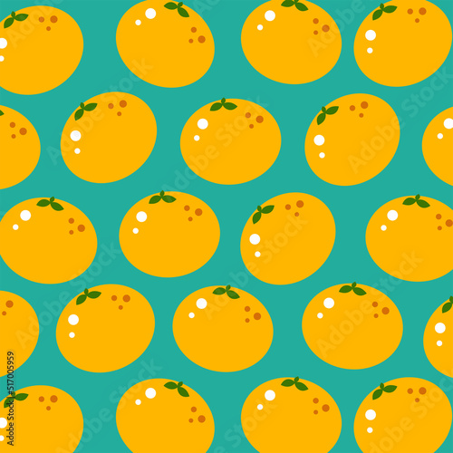 Cute summer flat pattern with fruits. Orange. Great food background for your design. Vegan, vegetarian, healthy food, diet concept.