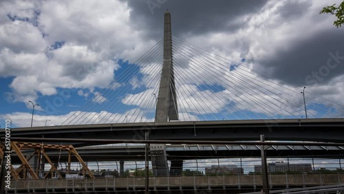 Time-lapse of Leonard P. Zakim Bunker Hill Memorial Bridge in Boston, Massachusetts photo