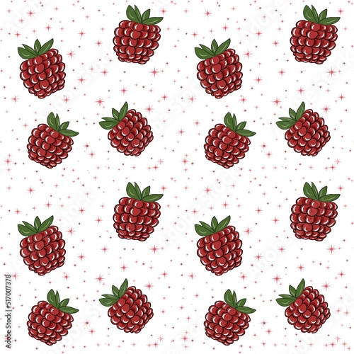 Raspberries. Seamless pattern of raspberries. Seamless background with raspberry. illustration.