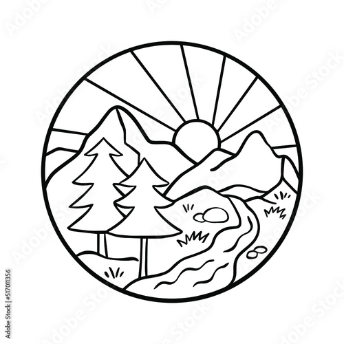 Abstract mountains on white background. Nature illustration.