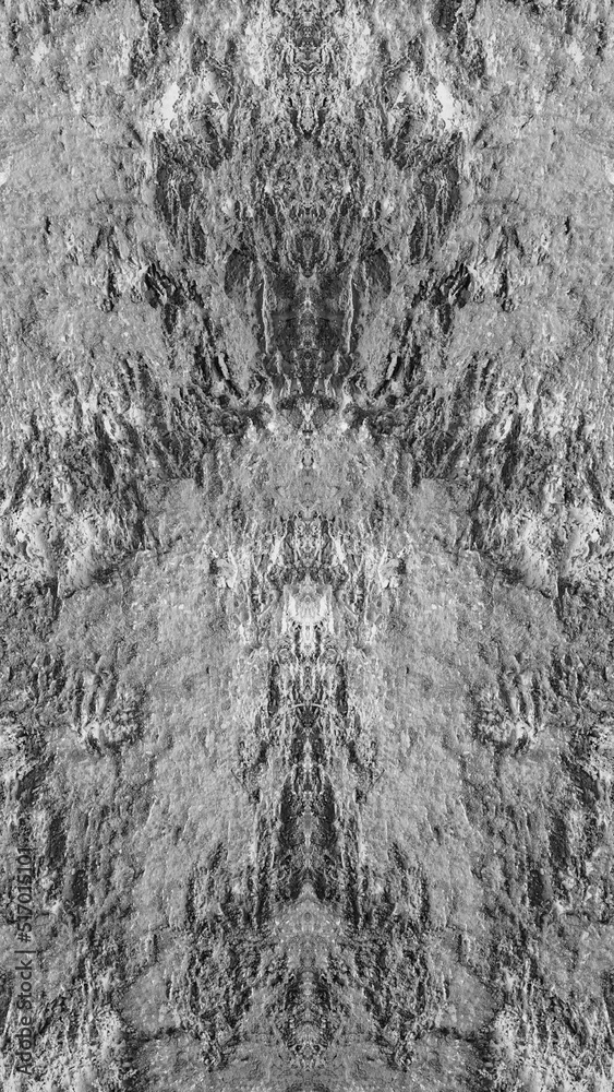 Grunge Grayscale Texture. Stone Background. Symmetrical Photo. Black and White Pattern