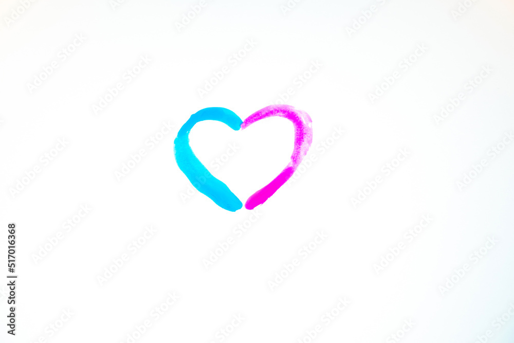 Blue and pink colours heart. Lgbt community concept. Lesbian, gay and bisexual problems. Legalization of marriage for couples with homosexual orientation.