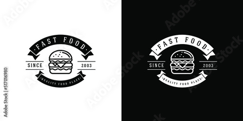 Retro Burger logo design, vintage burger logo design