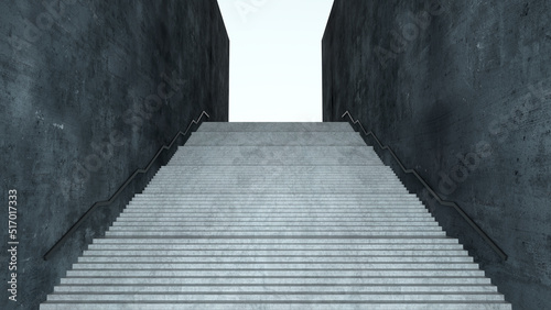 3D rendering of  ascending stairs between walls