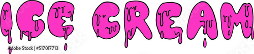 Vector illustration lettering. Ice cream melted font.