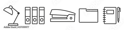 Icon set of office and stationery - thin line icon collection on white background - vector illustration - office Set 02
