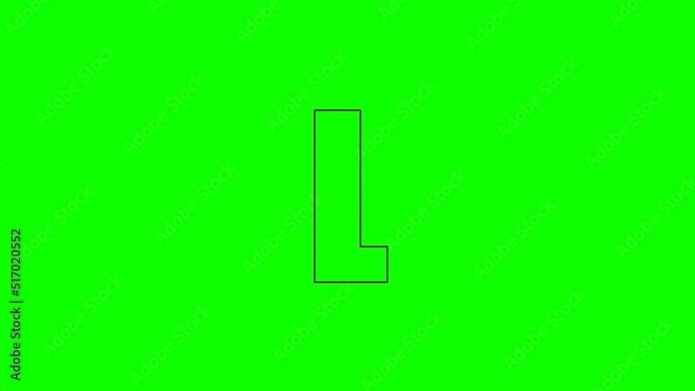 L - Animated outline of letter isolated on green background L - Animated outline of letter isolated on green background