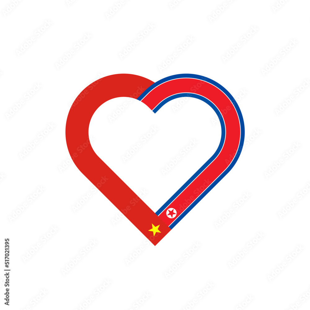 friendship concept. heart ribbon icon of vietnam and north korea flags. vector illustration isolated on white background friendship concept. heart ribbon icon of vietnam and north korea flags. vector illustration isolated on white background