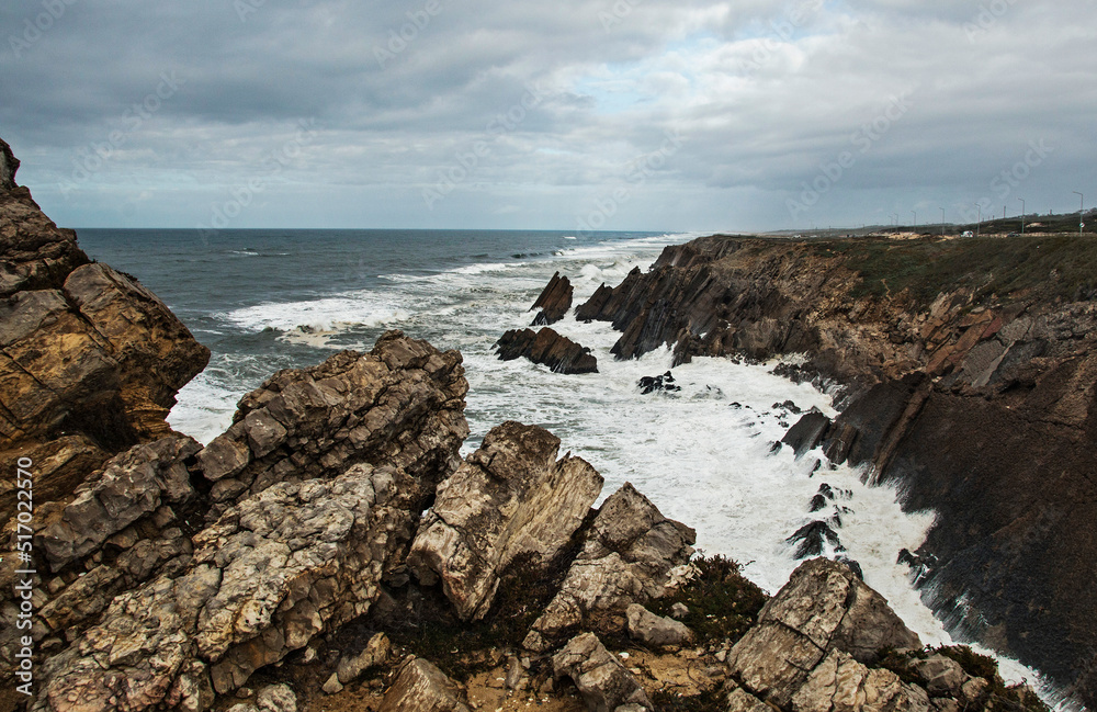 Atlantic coast, waves, Nazaré, Portugal